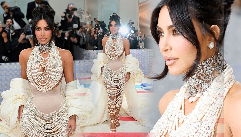 Kim Kardashian’ın Met Gala elbisesini yapmak için 50 bin tane inci kullanıldı