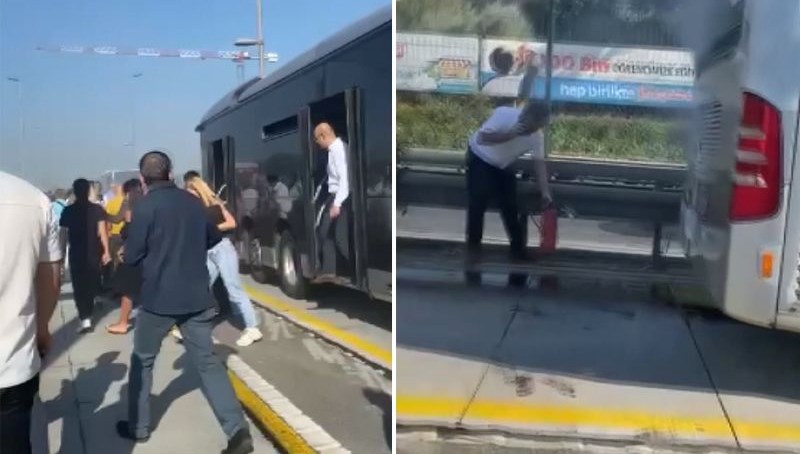 Metrobüste yangın paniği