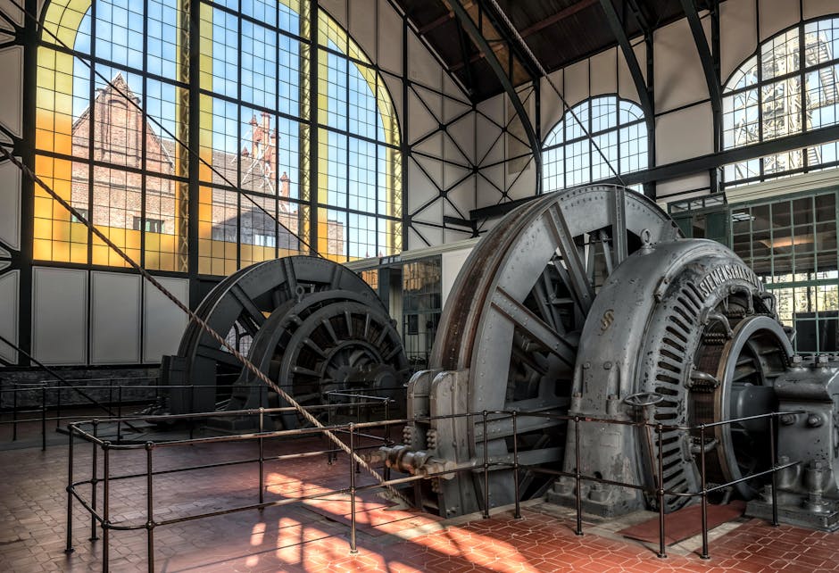 Interior view of historic machinery in Essen Germany, showcasing industrial architecture.