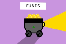 Illustration of a trolley filled with gold coins symbolizing funds and investment future.